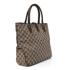 Gucci Monogram Canvas Piston Lock Tote Brown