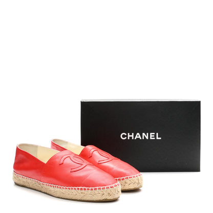 Chanel Lambskin CC Women's Espadrilles 41 Red