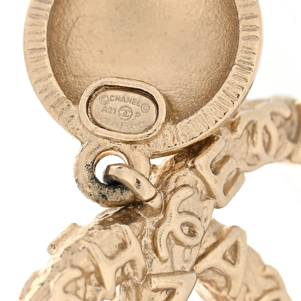 Crystal CC Drop Logo Earrings Gold