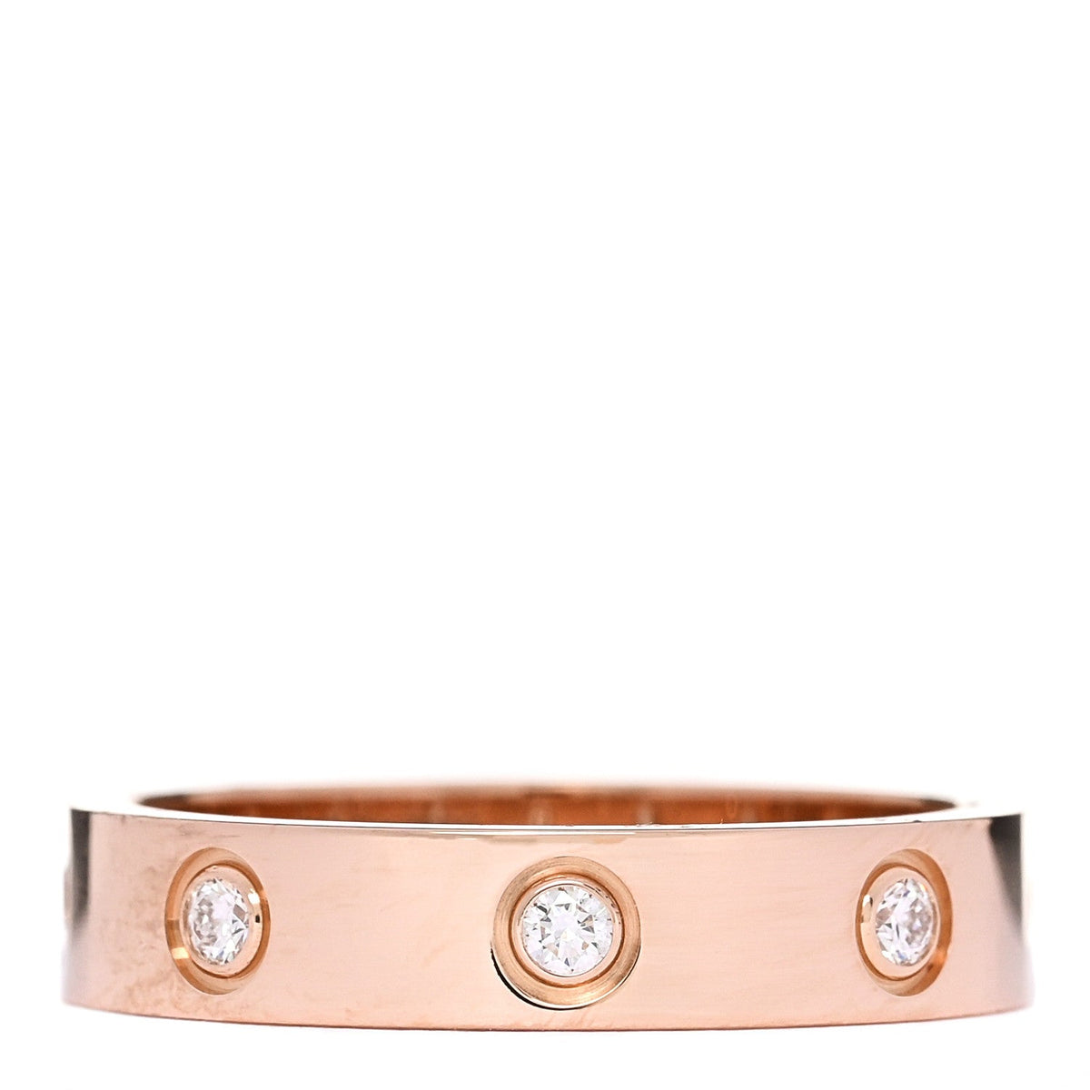 18K Pink Gold 8 Diamond 4mm LOVE Wedding Band Ring 52 6