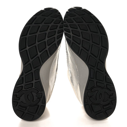 Chanel Laminated Calfskin Suede CC Women's Shoes
