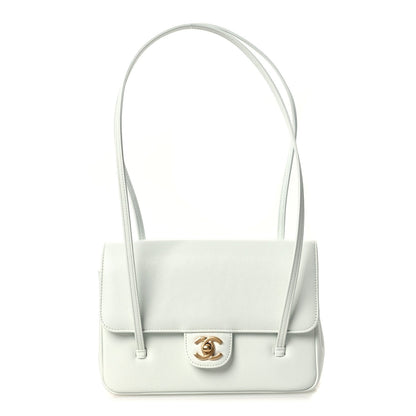 Small Caviar Flap Shoulder Bag - Light Blue