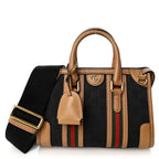 Gucci Monogram Dollar Calfskin Web Mini Bauletto Duffle Bag Black