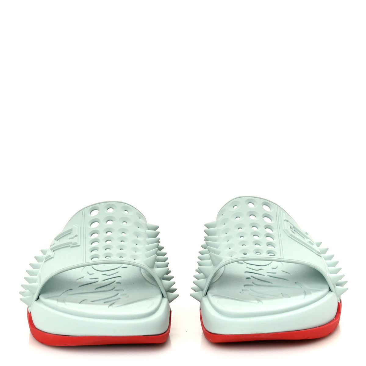 Christian Louboutin Rubber Men's Take It Easy Flat Slide Sandals 46 Iceberg