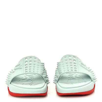 Christian Louboutin Rubber Men's Take It Easy Flat Slide Sandals 46 Iceberg
