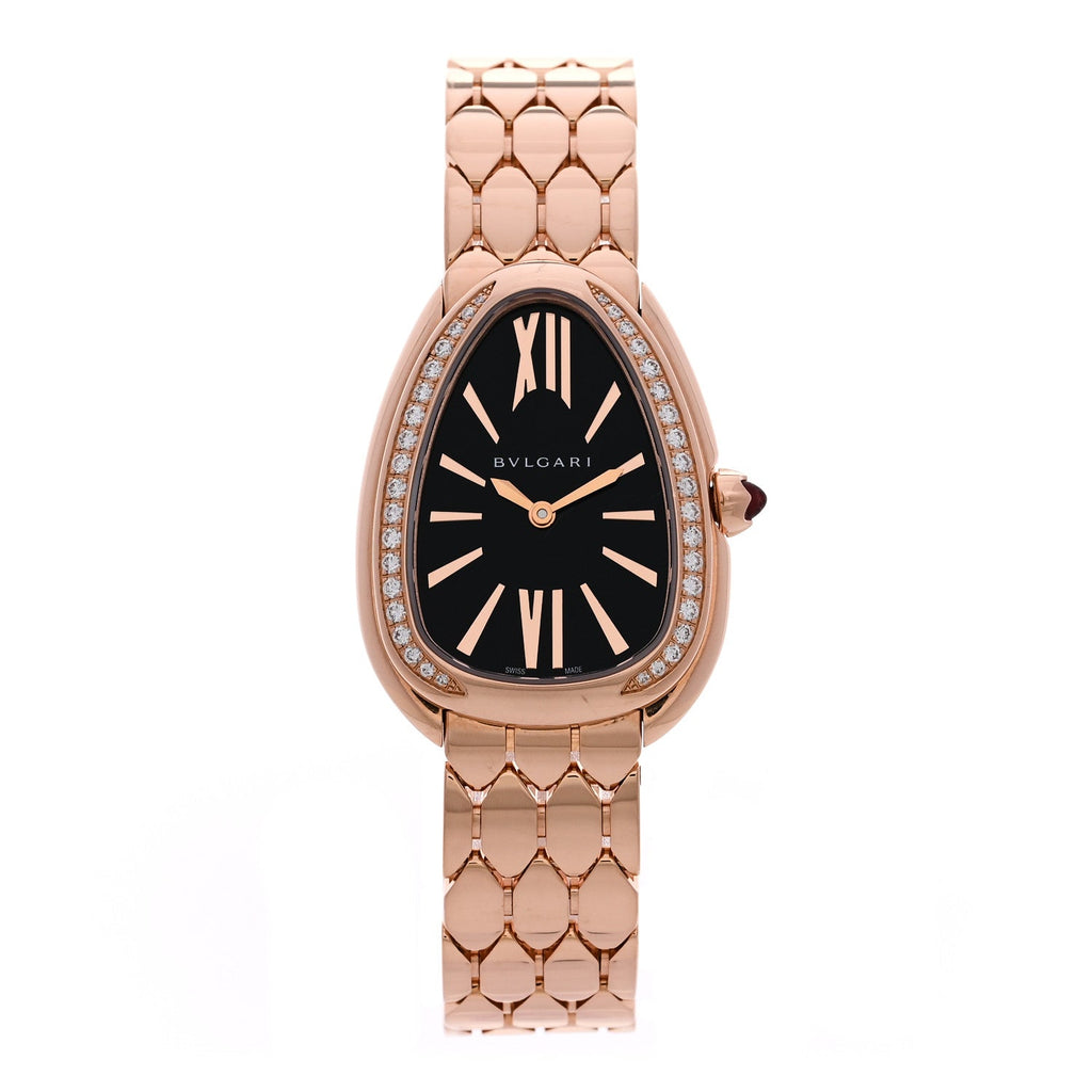 Bulgari 18K Rose Gold Diamond 33mm Serpenti Seduttori Quartz Watch