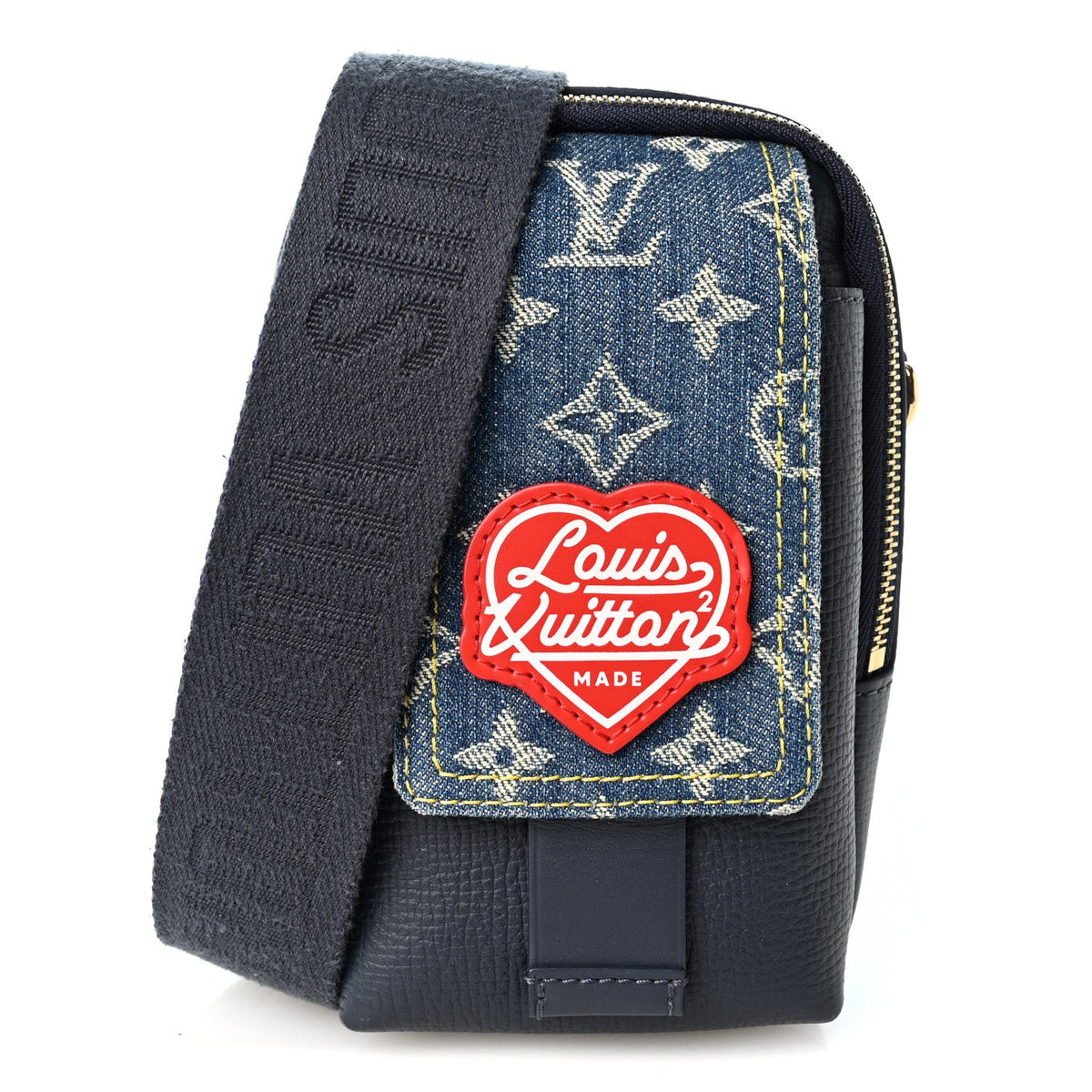 X Nigo Denim Monogram Flat Double Phone  Pouch
