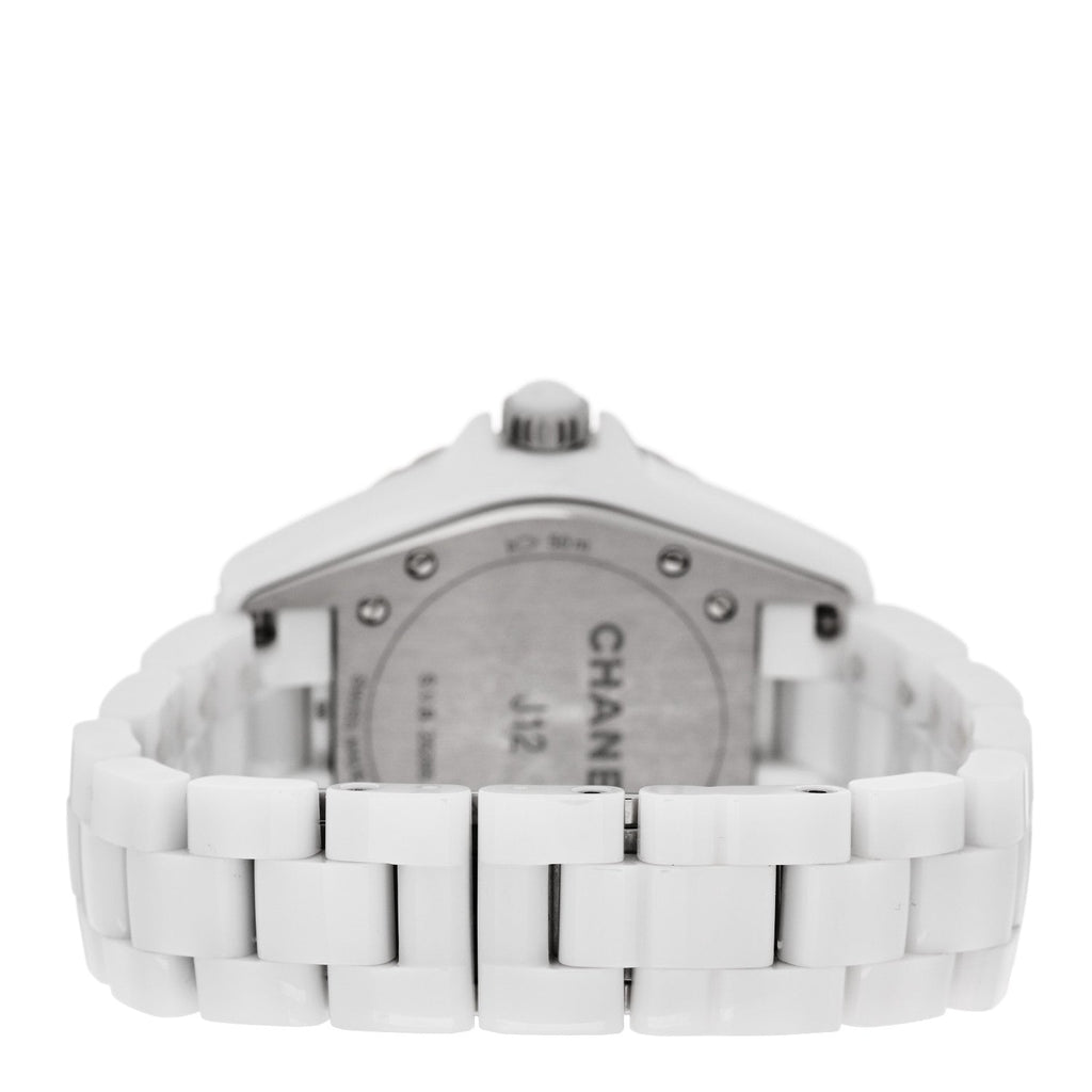 Chanel Stainless Steel Ceramic Diamond 33mm J12 Watch White