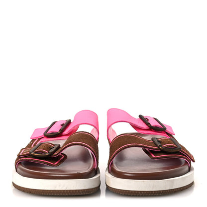 Louis Vuitton Mixed Materials Men's LV Script Trainer Mules 6 Brown Pink