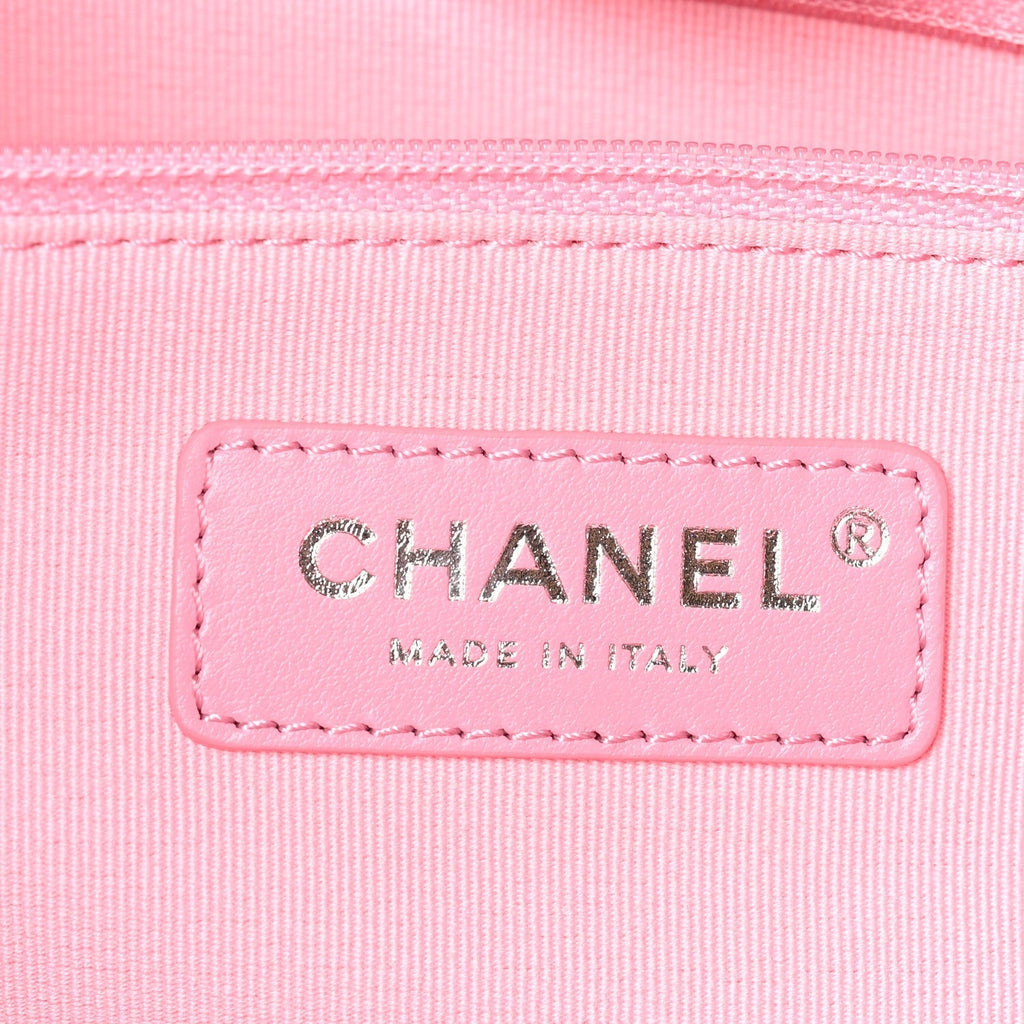 Chanel Canvas Calfskin Striped Large Deauville Tote Pink Blue