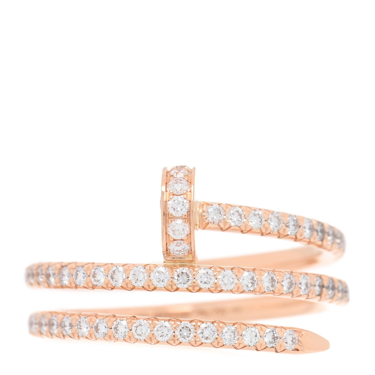 18K Pink Gold Diamond Double Juste Un Clou Paved Ring  53 6.5