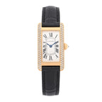 Cartier 18K Yellow Gold Diamond 19mm Tank Americaine Watch Black