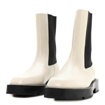 Givenchy Calfskin Women's Square Chelsea Boots 37 White Black