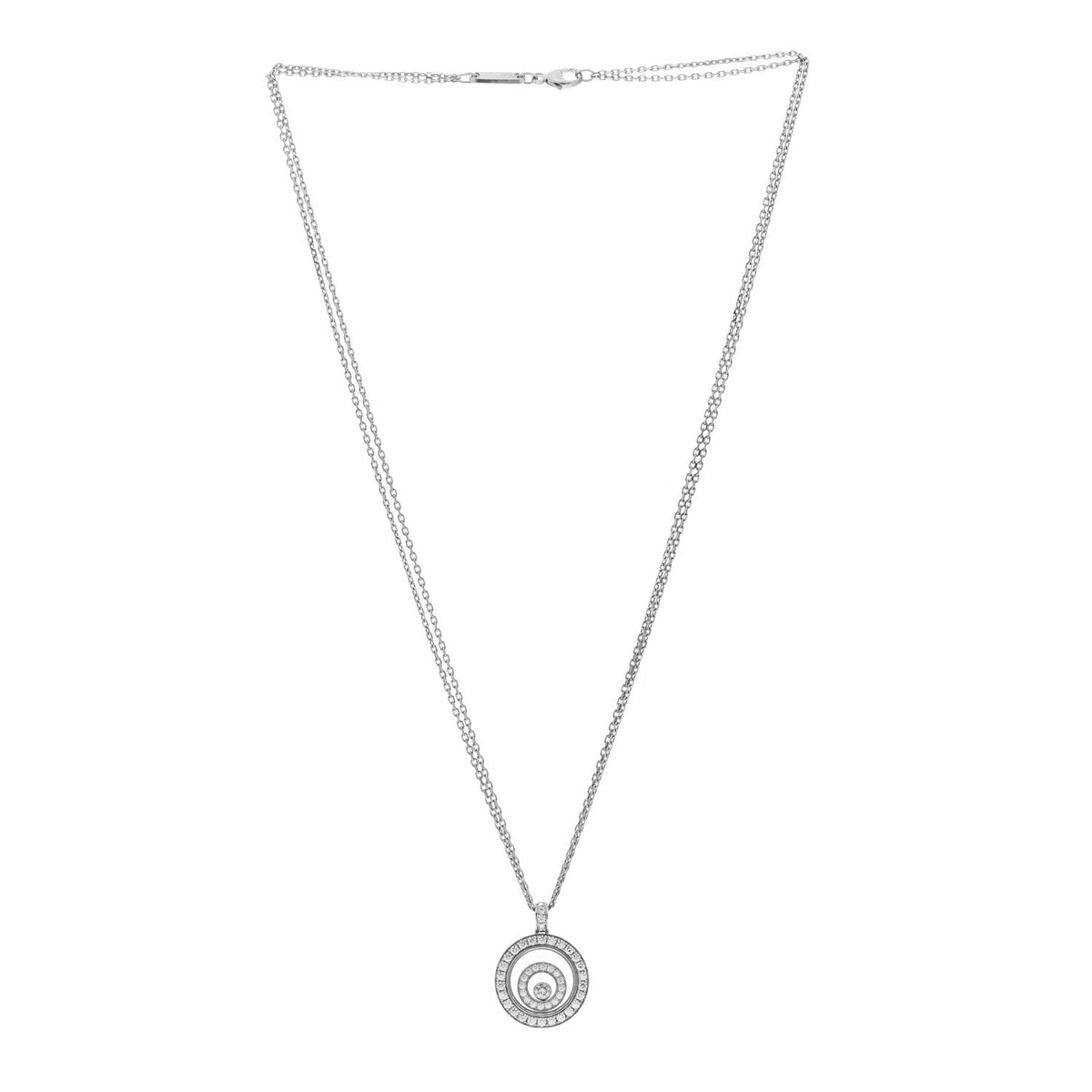 18K White Gold Diamond Happy Spirit Pendant Necklace