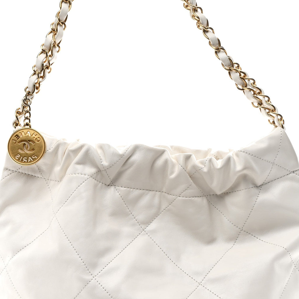 Chanel Shiny Calfskin Quilted Small 22 White