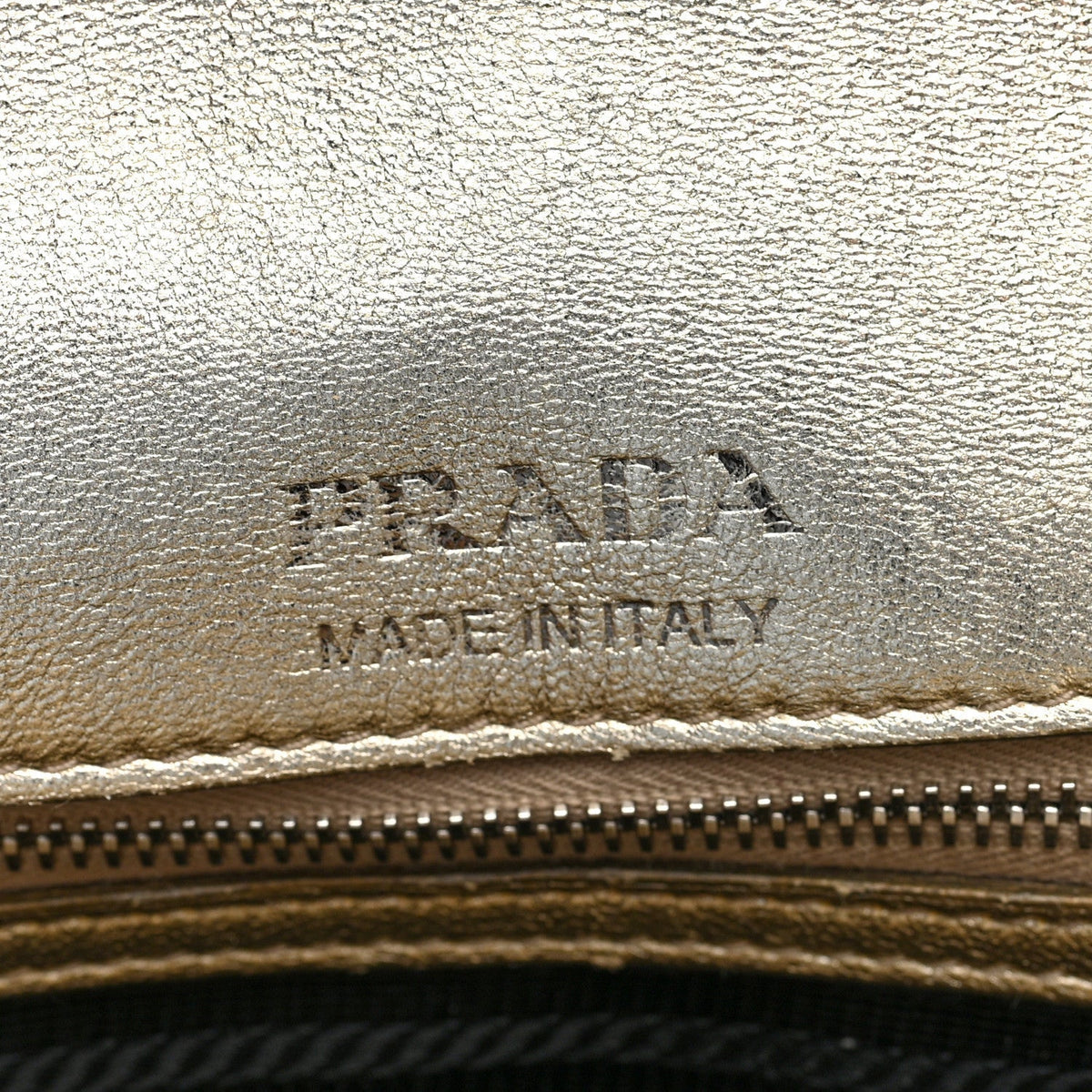 Prada Metallic Nappa Impunture Diagramme Medium Chain Flap Shoulder Bag Gold