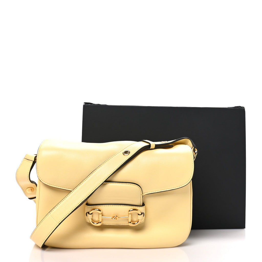Gucci Calfskin Horsebit 1955 Aura Small Shoulder Bag Daylight Yellow