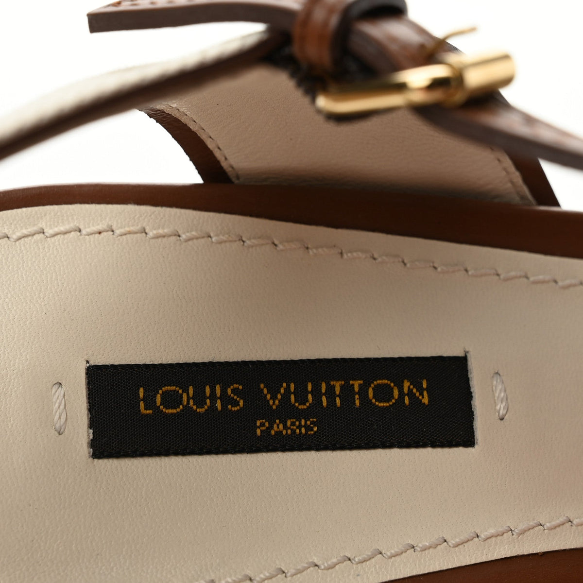 Louis Vuitton Denim Articles de Voyage Women's Wedges 38.5 Ecru