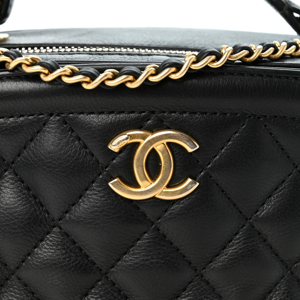 Chanel Calfskin Quilted CC Small Vanity Case Black