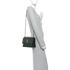 Saint Laurent Calfskin Medium Monogram Sunset Dark Green