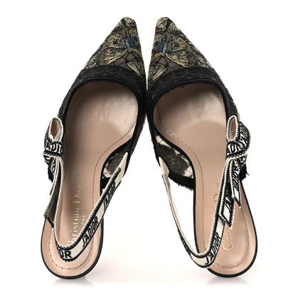 Christian Dior Mesh Women's Butterfly Embroidered J'Adior Pumps 36 Black