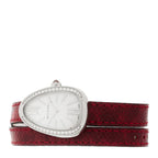 Bulgari Stainless Steel Diamond Mother of Pearl 32mm Serpenti Watch Red