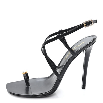 Saint Laurent Calfskin Women's Egado Date 110 Sandals 35 Black