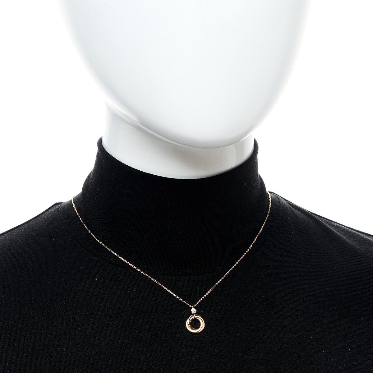18K Pink Yellow White Gold Diamond Trinity Pendant Necklace