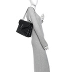 Saint Laurent Calfskin Y Quilted Monogram Medium Loulou Chain Satchel Black