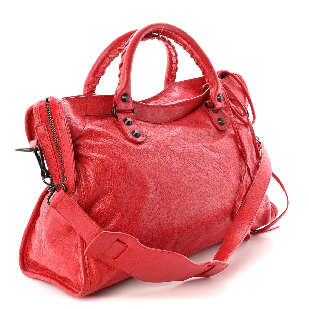 Agneau Classic Hardware City Rouge Coque Handbag