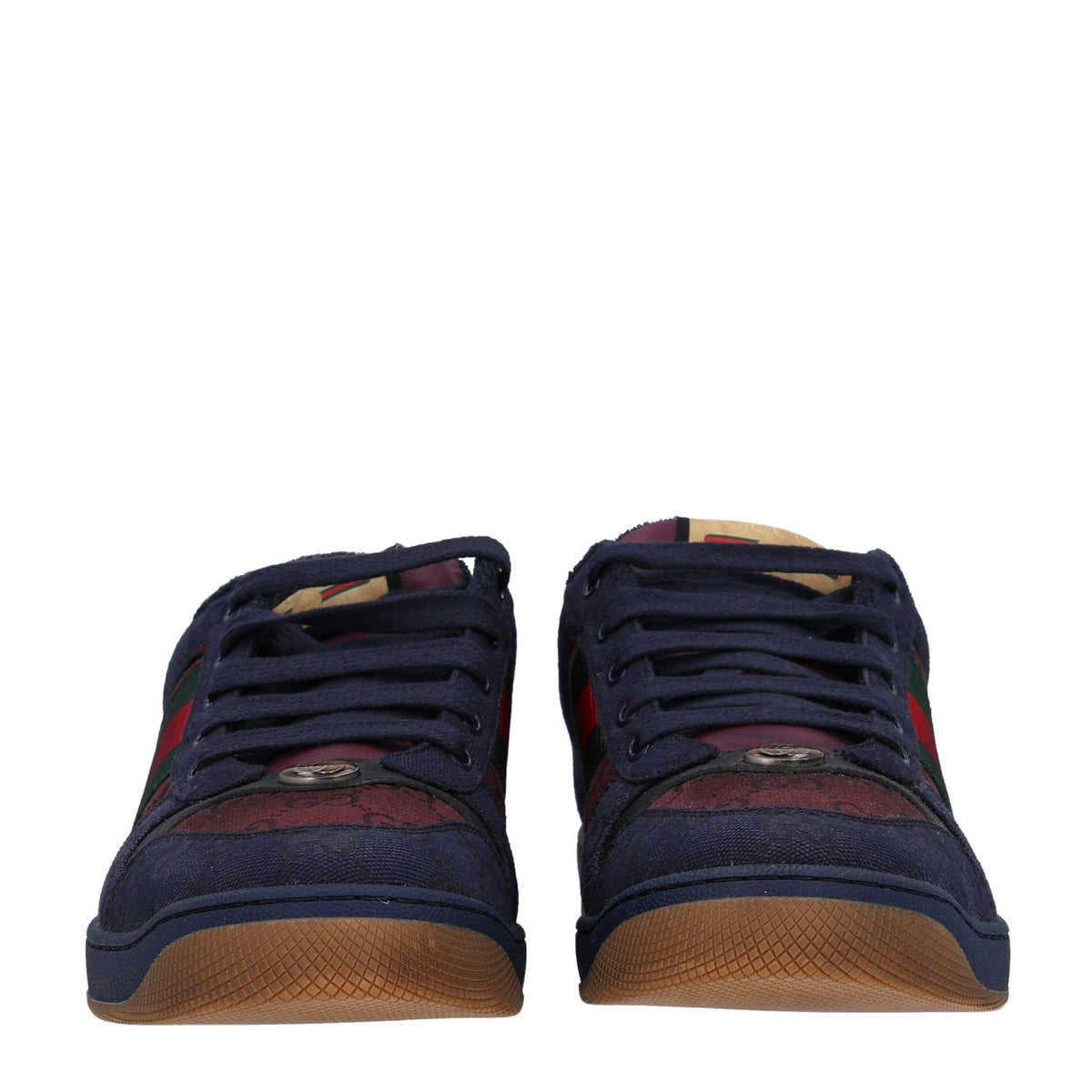 Gucci Canvas GG Web Men's Screener Sneakers 8 Burgundy Navy