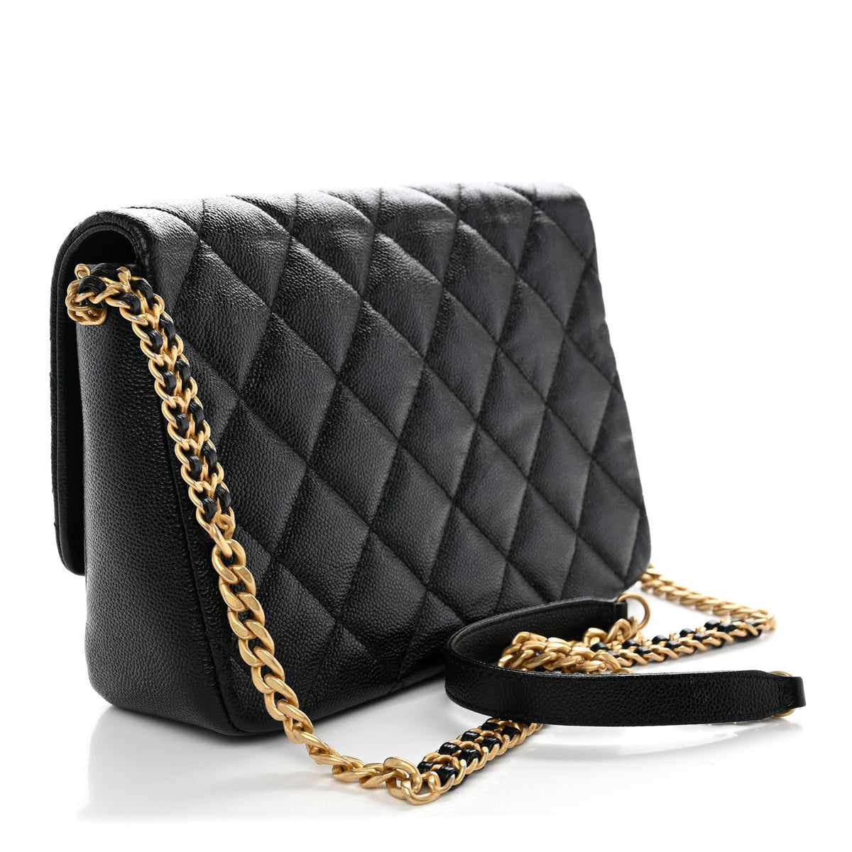 Large Quilted Caviar Flap Shoulder Bag