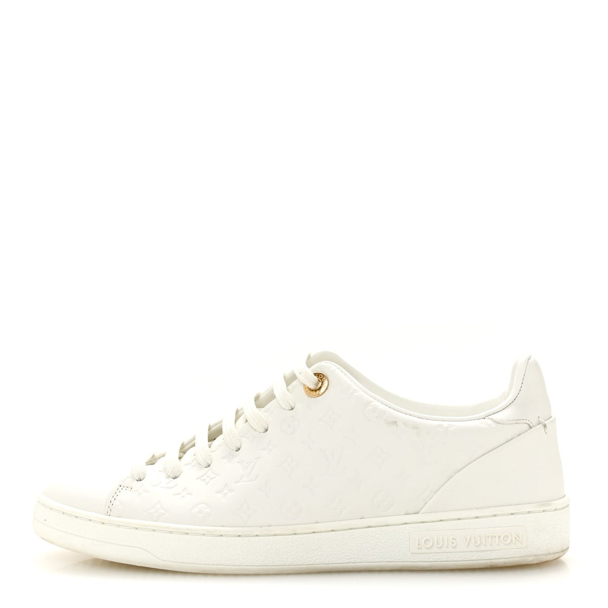Calfskin Monogram Embossed Front Row Sneakers White