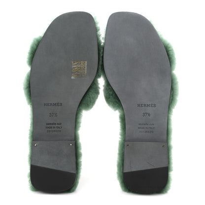 Hermes Woolskin Oran Women's Sandals Vert Anglais