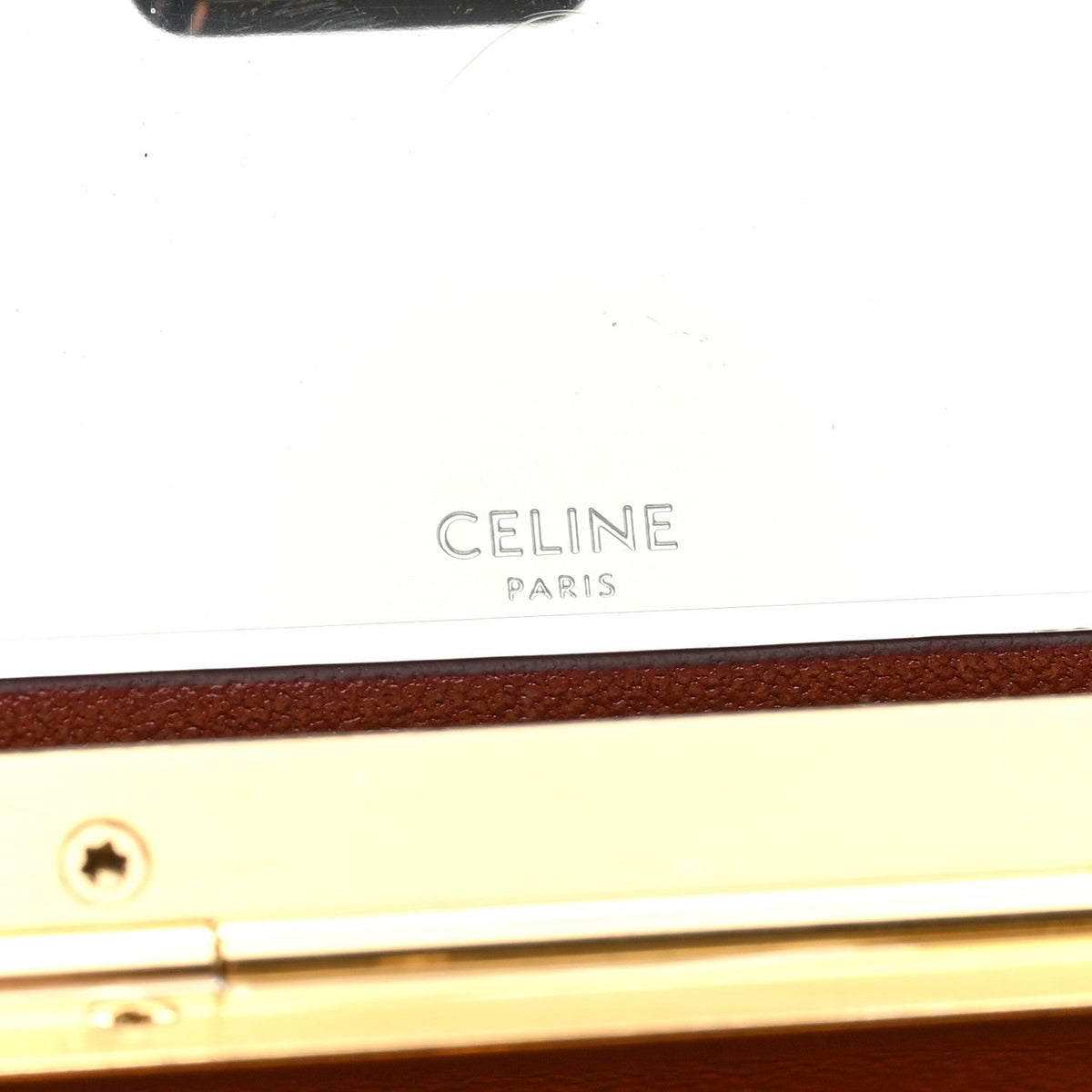 Celine Glossy Lambskin Vanity Frame Rectangle Bag Creamy White