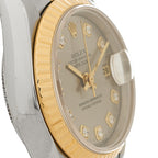 Rolex Stainless Steel 18K Yellow Gold Diamond 26mm Datejust Watch Silver 69173