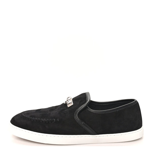 Hermes Suede Goatskin Women's Nappa Jour Loafers 38 Black