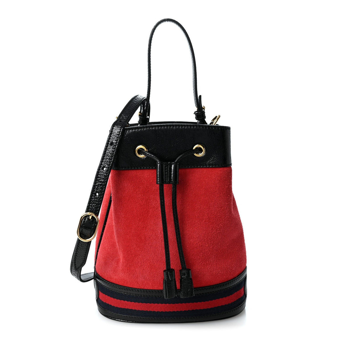 Small Suede Bucket Bag - Red