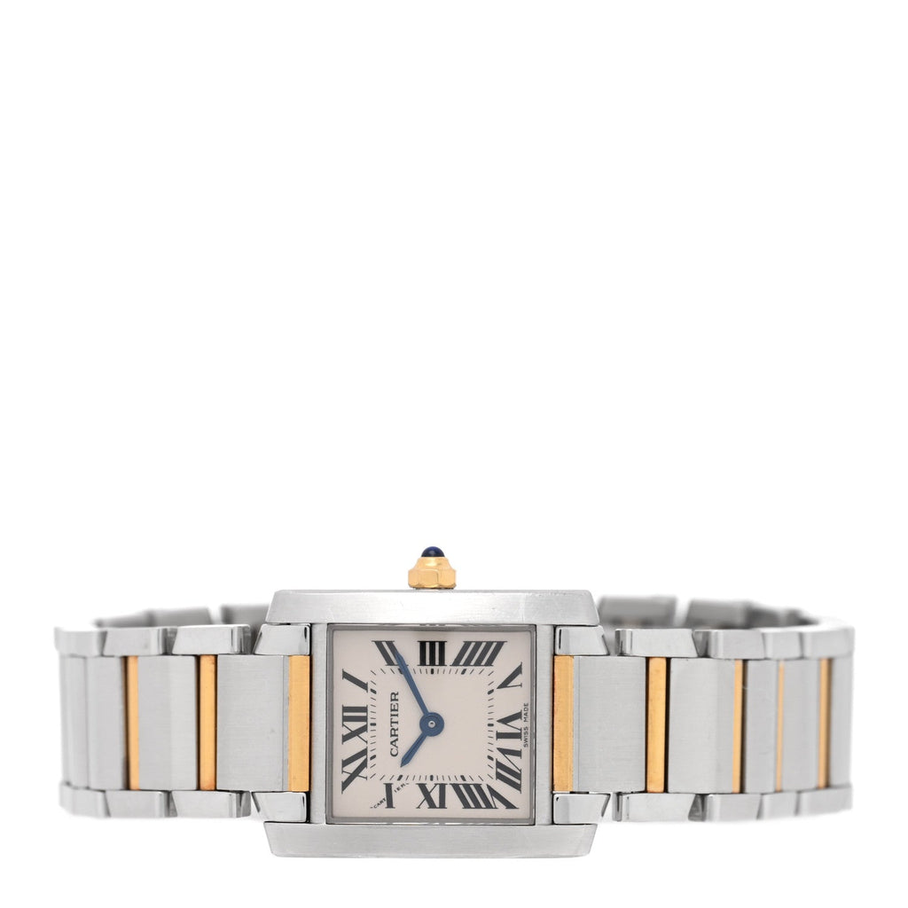 Cartier Stainless Steel 18K Yellow Gold 20mm Tank Francaise Quartz Watch