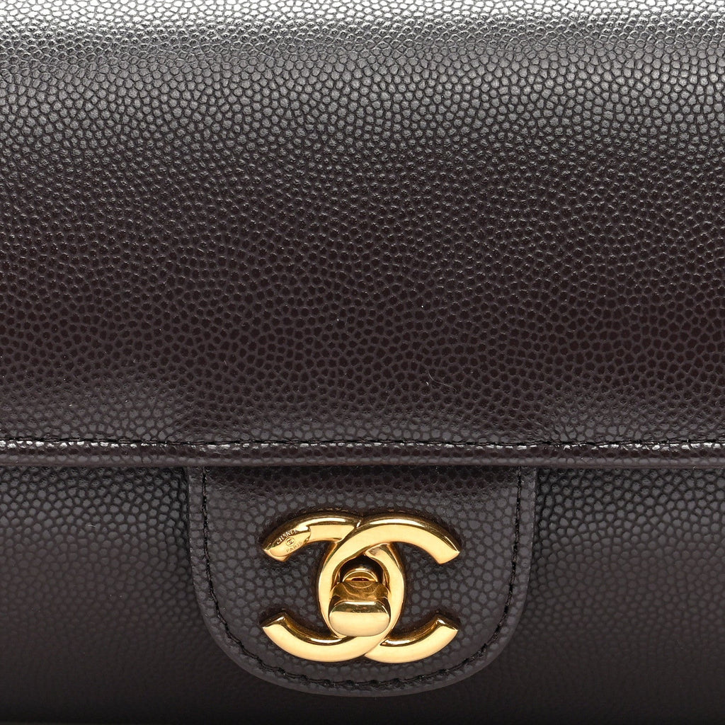 Chanel Shiny Caviar Preppy Coco Small Bowling Bag Black