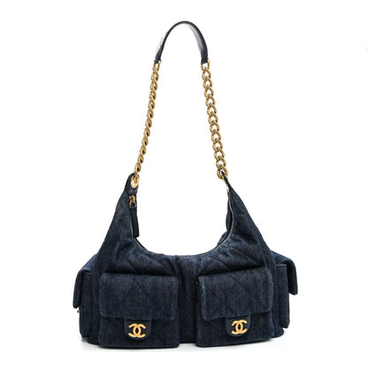 Maxi Quilted Hobo Bag - Blue