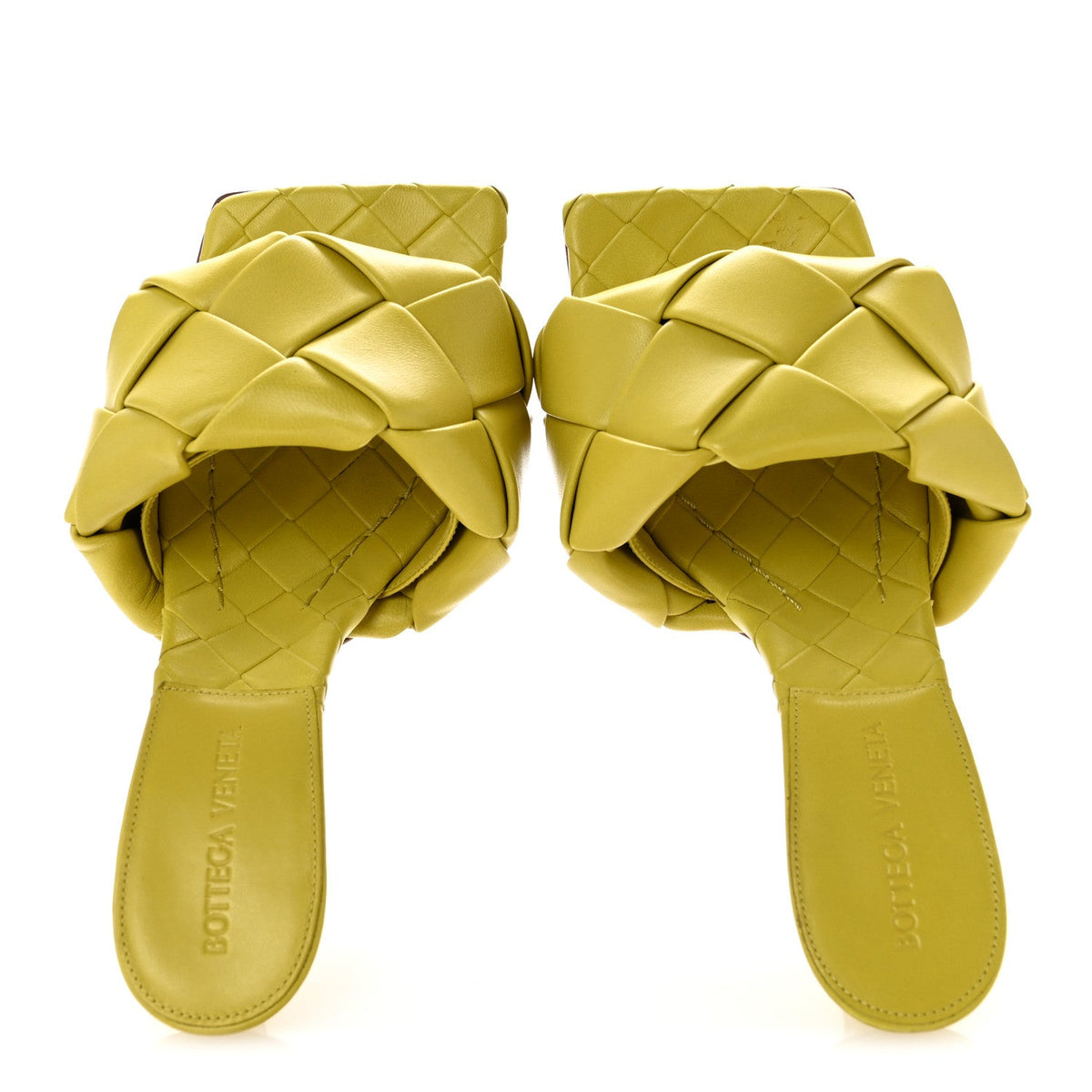 Bottega Veneta Nappa Maxi Intrecciato Women's Lido 90mm Sandals 35 Acid