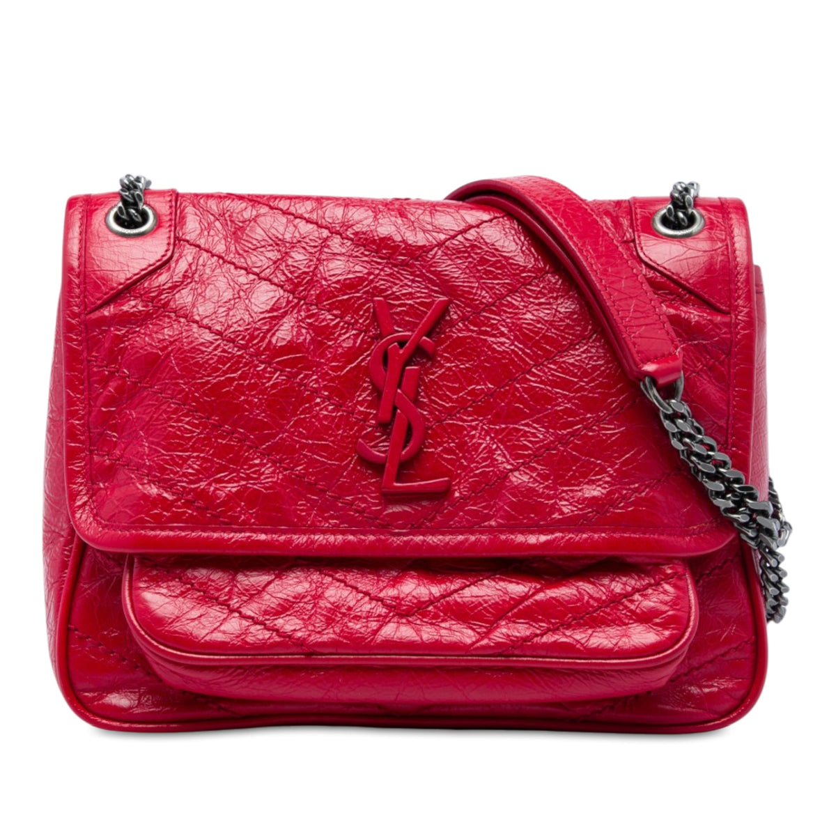Niki Chain Flap Bag Matelasse Chevron Leather Baby