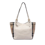 Canterbury Tote Leather and House Check Canvas Small