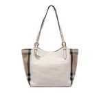 Canterbury Tote Leather and House Check Canvas Small
