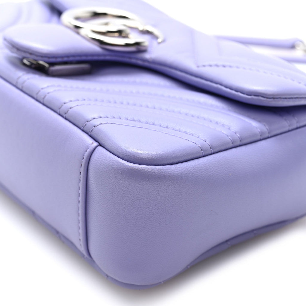 Gucci Lambskin Matelasse Small GG Marmont Shoulder Bag Lapis