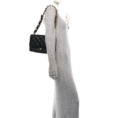 Large Quilted Lambskin Flap Shoulder Bag