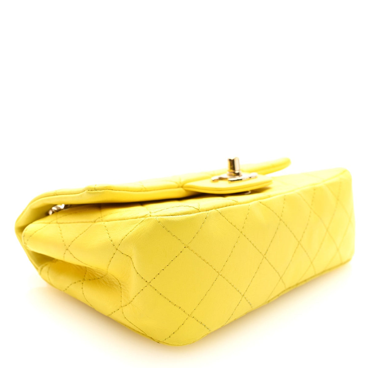 Chanel Lambskin Quilted Mini Rectangular Flap Bag Yellow