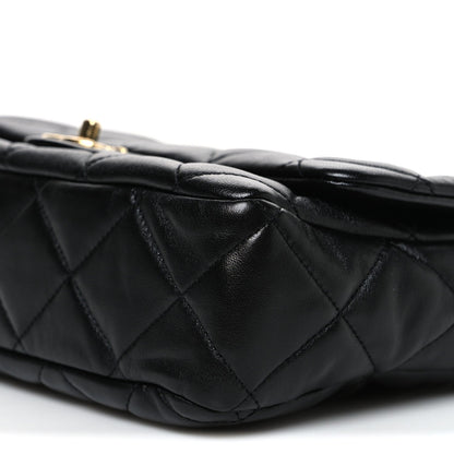 Large Quilted Lambskin Flap Shoulder Bag
