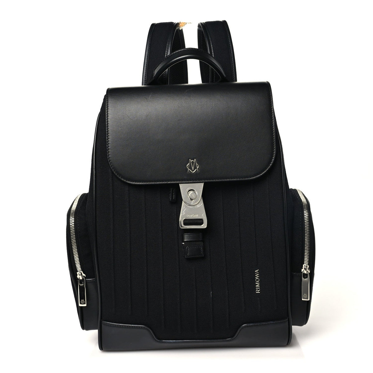 Small Calfskin Canvas Backpack - Black